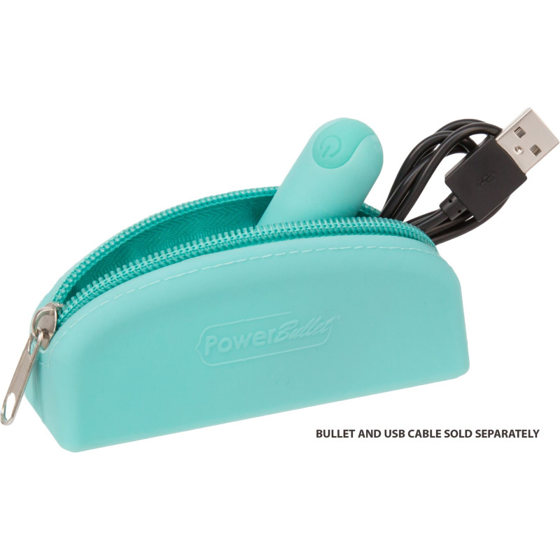 Сумка для зберігання секс-іграшок PowerBullet Silicone Zippered Bag Бірюзова