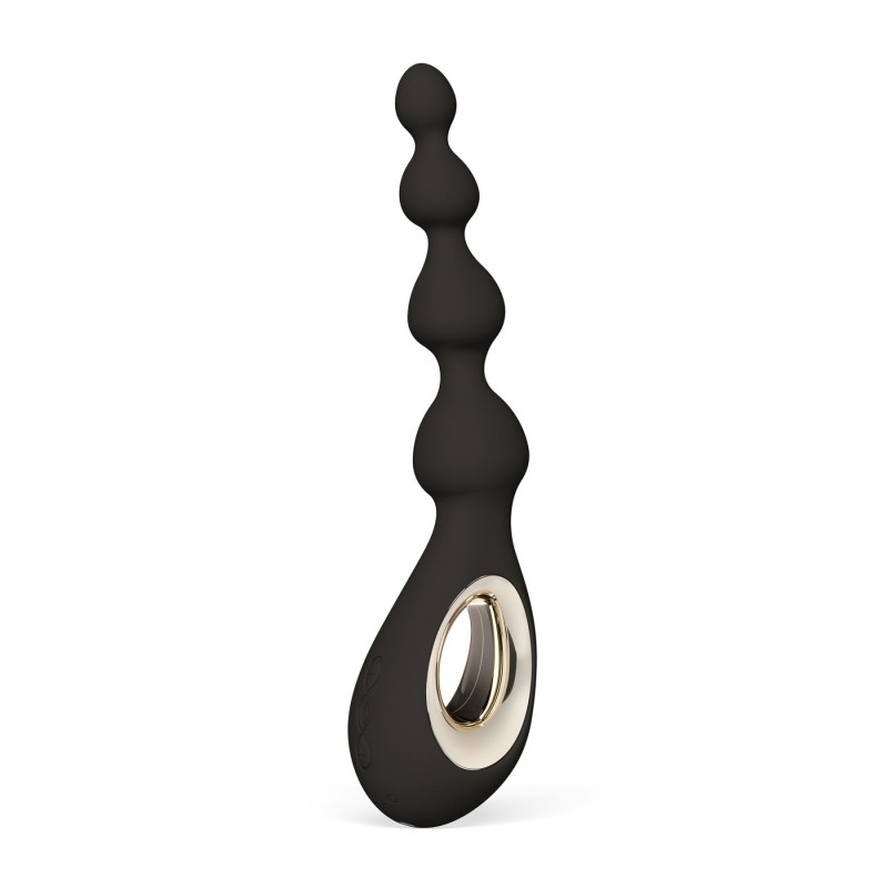 Анальные бусы с вибрацией LELO Soraya Beads Black, разный диаметр бусин, 8 режимов
