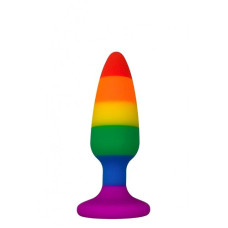 Силиконовая анальная пробка Wooomy Hiperloo Silicone Rainbow Plug S, диаметр 2,4 см, длина 9 см