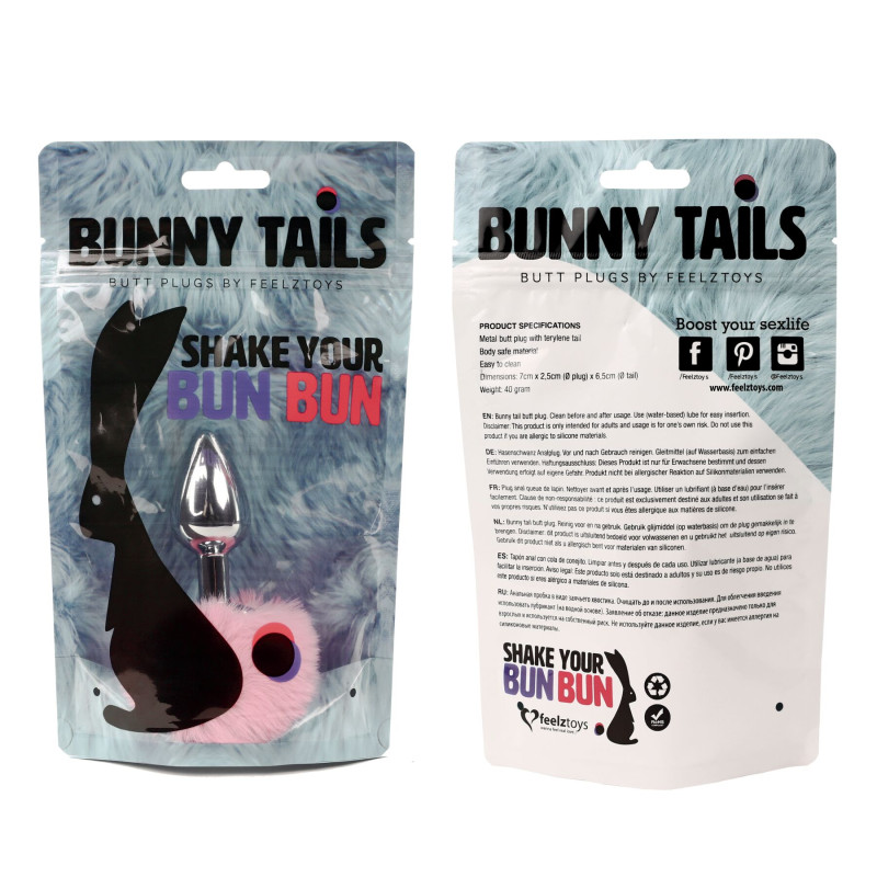 Анальная пробка FeelzToys Bunny Tails Butt Plug Розовая