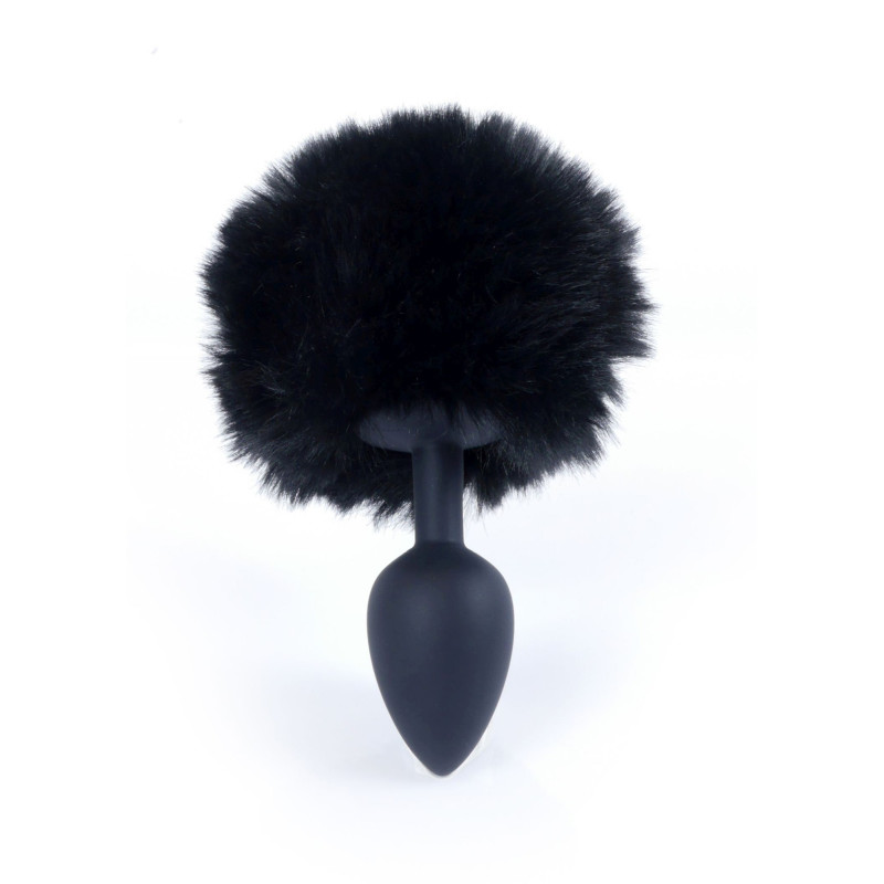 Анальная пробка B - Series HeavyFun Bunny Tail Silicone Black Plug Black