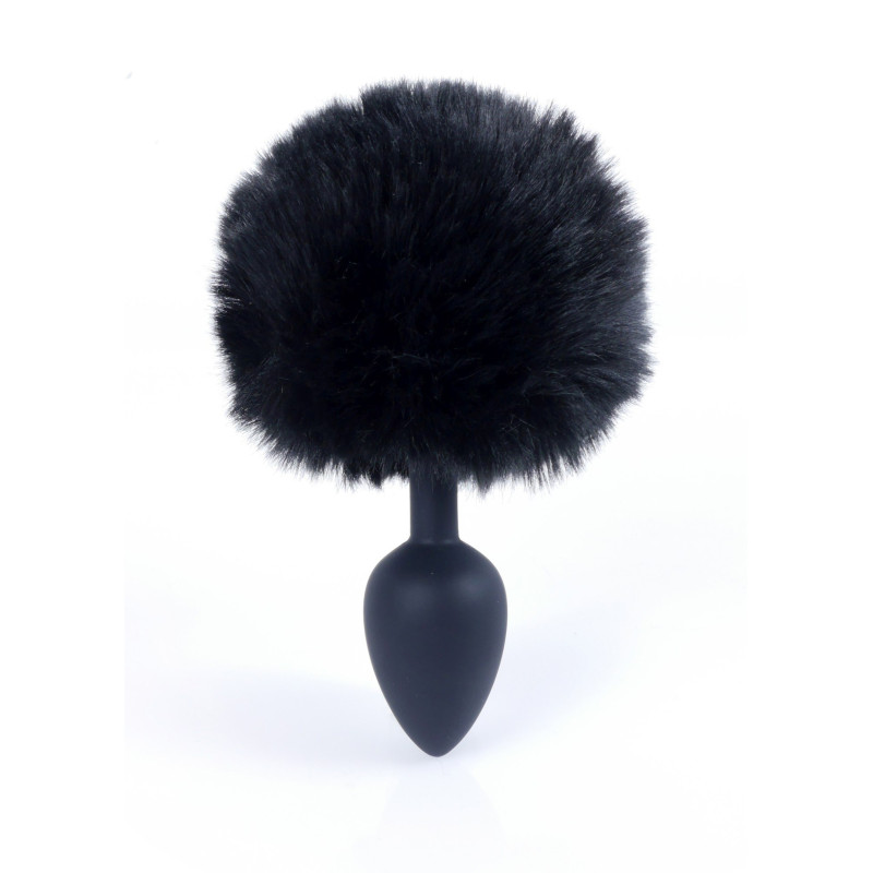 Анальная пробка B - Series HeavyFun Bunny Tail Silicone Black Plug Black