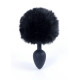 Анальная пробка B - Series HeavyFun Bunny Tail Silicone Black Plug Black