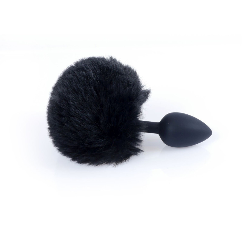 Анальная пробка B - Series HeavyFun Bunny Tail Silicone Black Plug Black