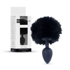 Анальная пробка B - Series HeavyFun Bunny Tail Silicone Black Plug Black