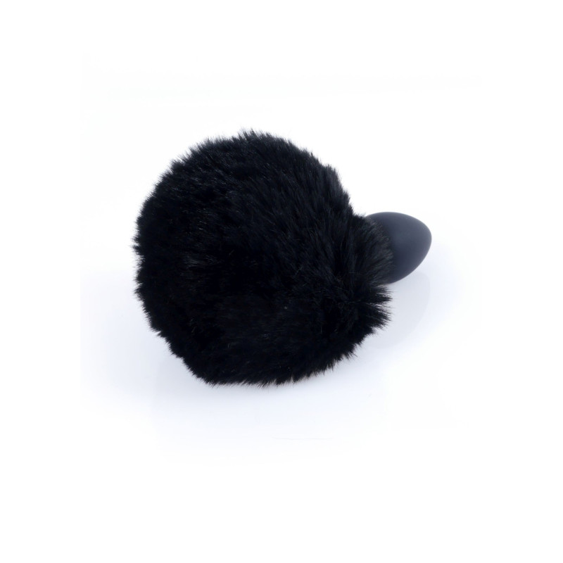 Анальная пробка B - Series HeavyFun Bunny Tail Silicone Black Plug Black