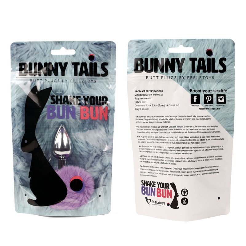 Анальная пробка FeelzToys Bunny Tails Butt Plug Фиолетовая