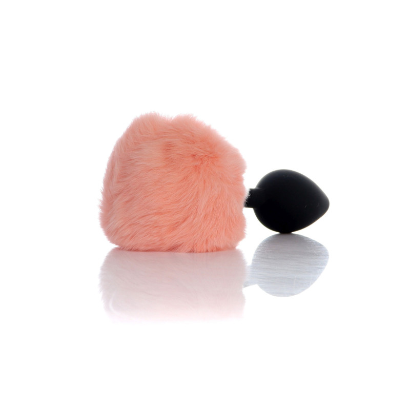 Анальная пробка B - Series HeavyFun Bunny Tail Silicone Black Plug Peach