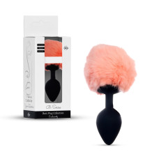 Анальная пробка B - Series HeavyFun Bunny Tail Silicone Black Plug Peach