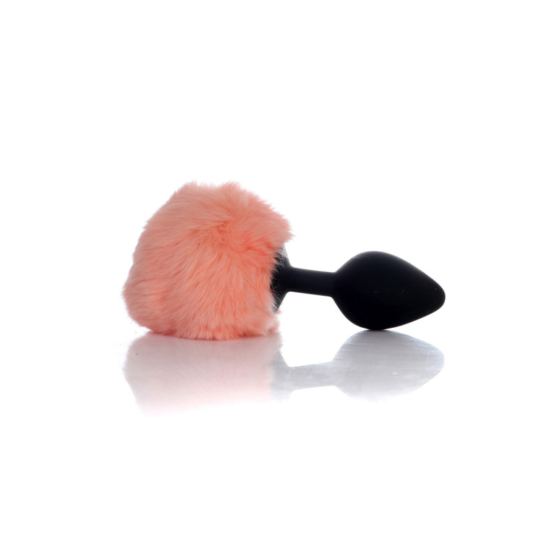 Анальная пробка B - Series HeavyFun Bunny Tail Silicone Black Plug Peach
