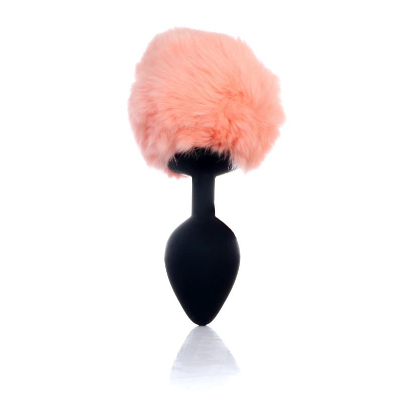 Анальная пробка B - Series HeavyFun Bunny Tail Silicone Black Plug Peach