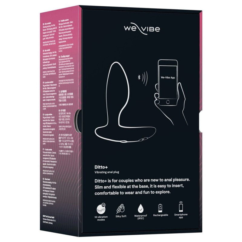 Анальная смарт-вибропробка We-Vibe Ditto+ Satin Black с пультом ДУ