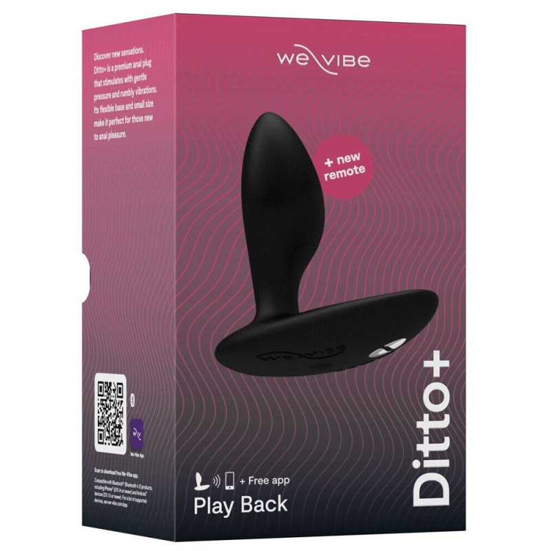 Анальная смарт-вибропробка We-Vibe Ditto+ Satin Black с пультом ДУ