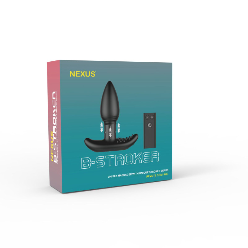 Анальная вибропробка Nexus B-stroker с массирующими бусинами на ножке с пультом Д/У