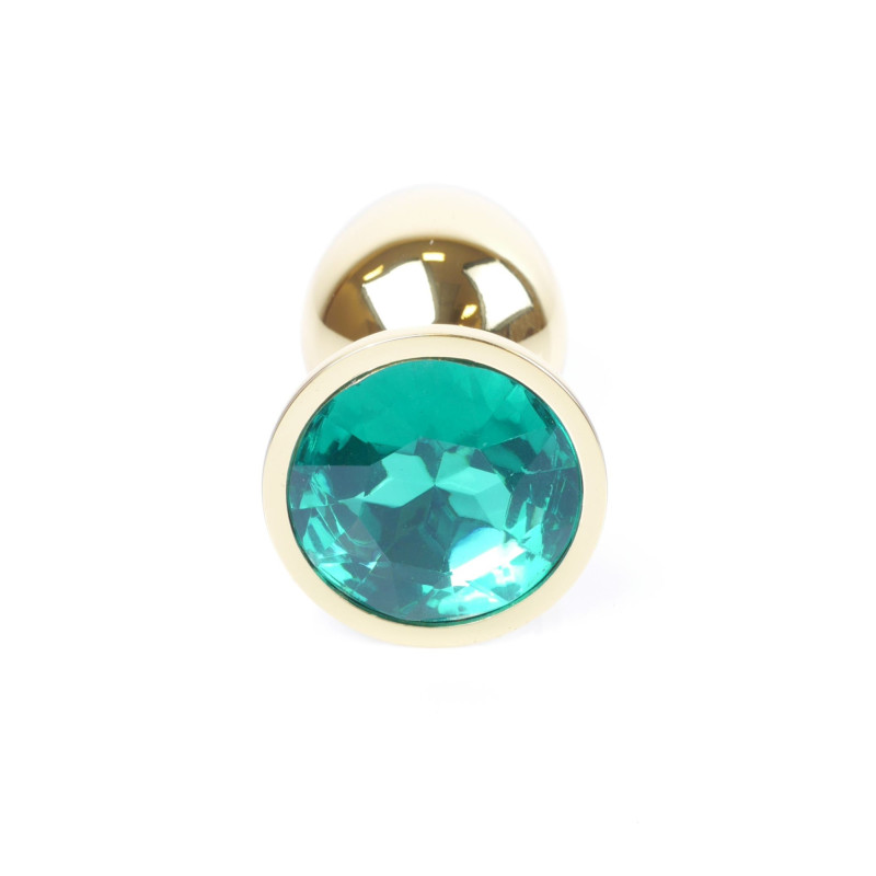 Анальна пробка B - Series HeavyFun Classic Jewellery Gold Plug, діаметр 2,7 см, довжина 7 см, Green