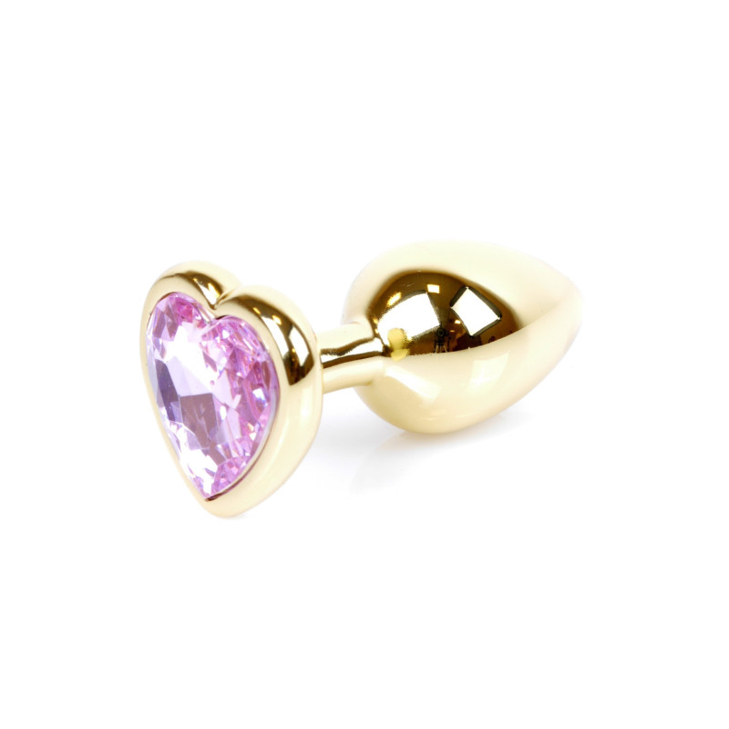 Анальна пробка B - Series HeavyFun Heart Jewellery Gold Plug, діаметр 2,7 см, довжина 7 см, Pink