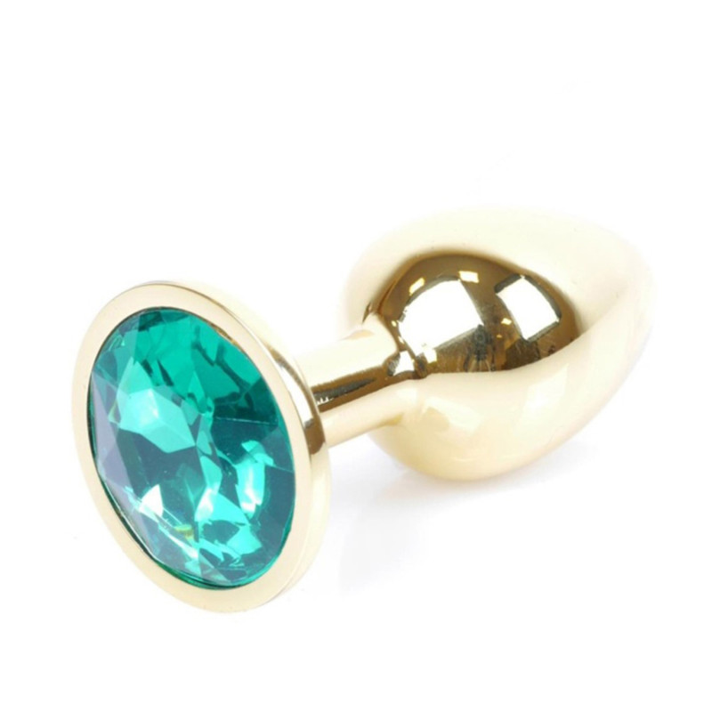 Анальна пробка B - Series HeavyFun Classic Jewellery Gold Plug, діаметр 2,7 см, довжина 7 см, Green
