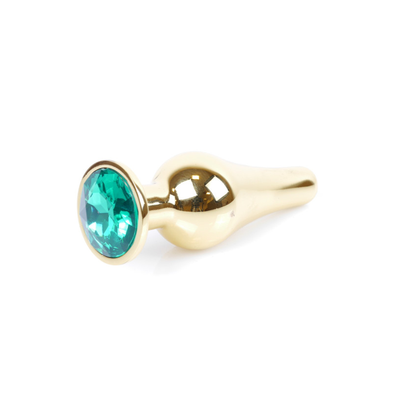 Анальна пробка B - Series HeavyFun Long Jewellery Gold Plug, діаметр 3 см, довжина 9,5 см, Green
