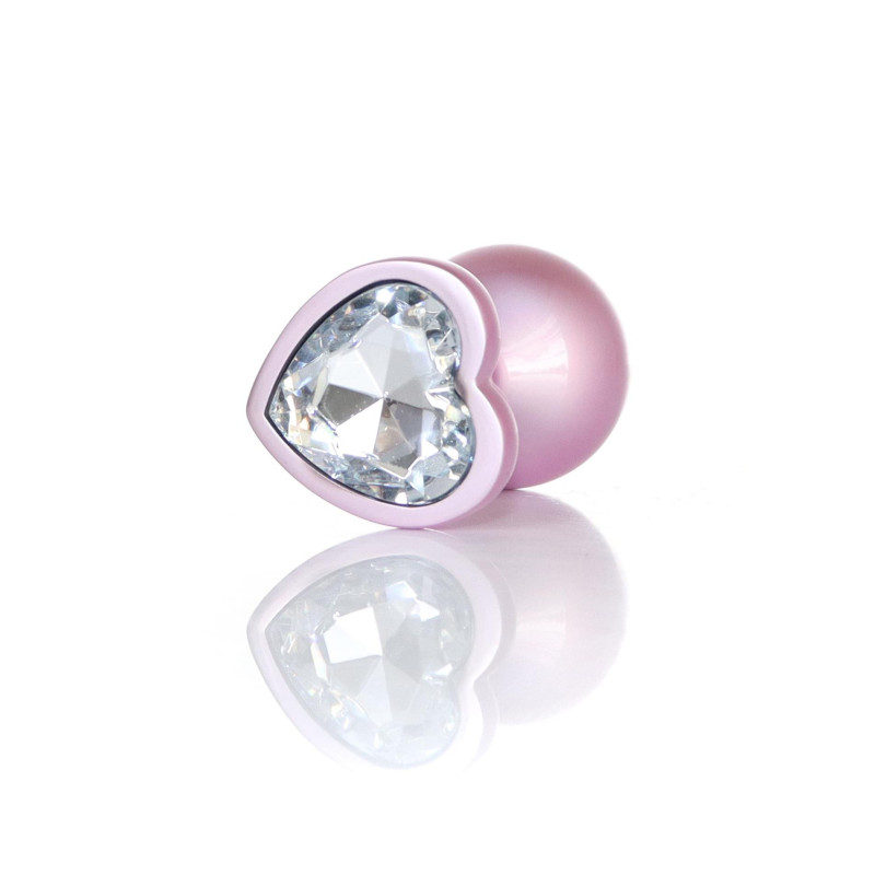 Анальна пробка B - Series HeavyFun Pearl Heart Jewellery Pink Plug Clear M