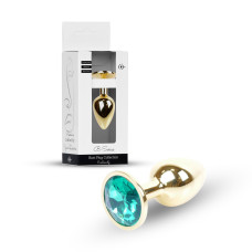 Анальна пробка B - Series HeavyFun Classic Jewellery Gold Plug, діаметр 2,7 см, довжина 7 см, Green