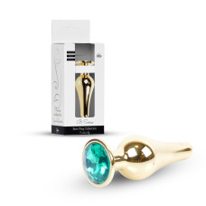 Анальна пробка B - Series HeavyFun Long Jewellery Gold Plug, діаметр 3 см, довжина 9,5 см, Green