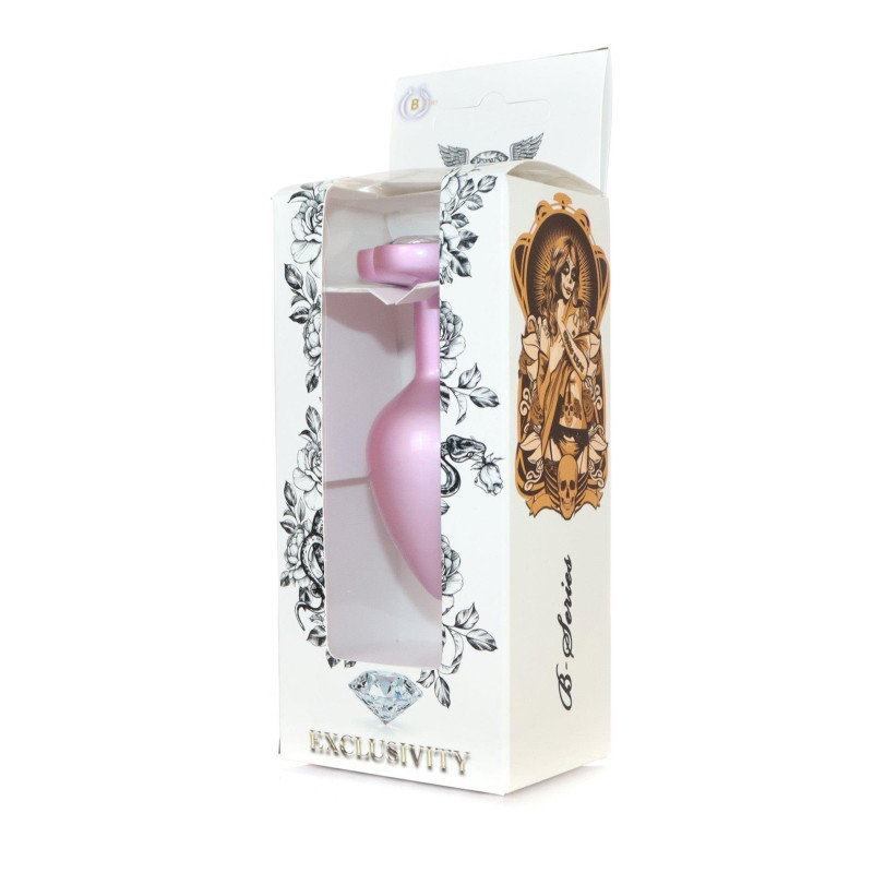 Анальна пробка B - Series HeavyFun Pearl Heart Jewellery Pink Plug Clear M