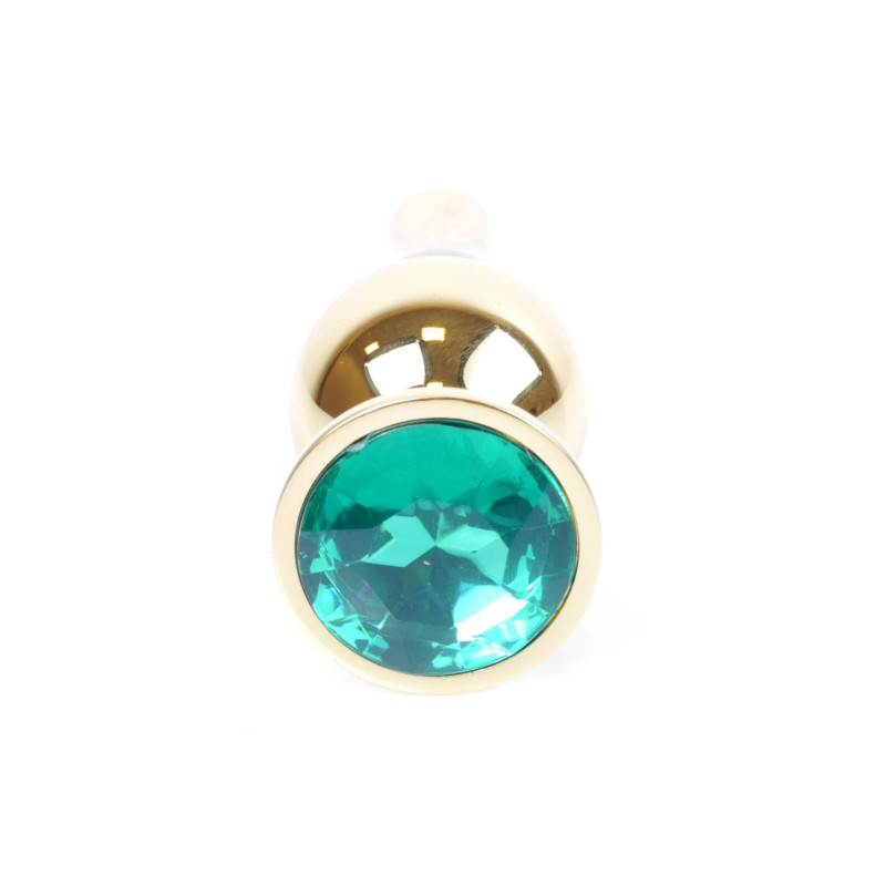 Анальна пробка B - Series HeavyFun Long Jewellery Gold Plug, діаметр 3 см, довжина 9,5 см, Green