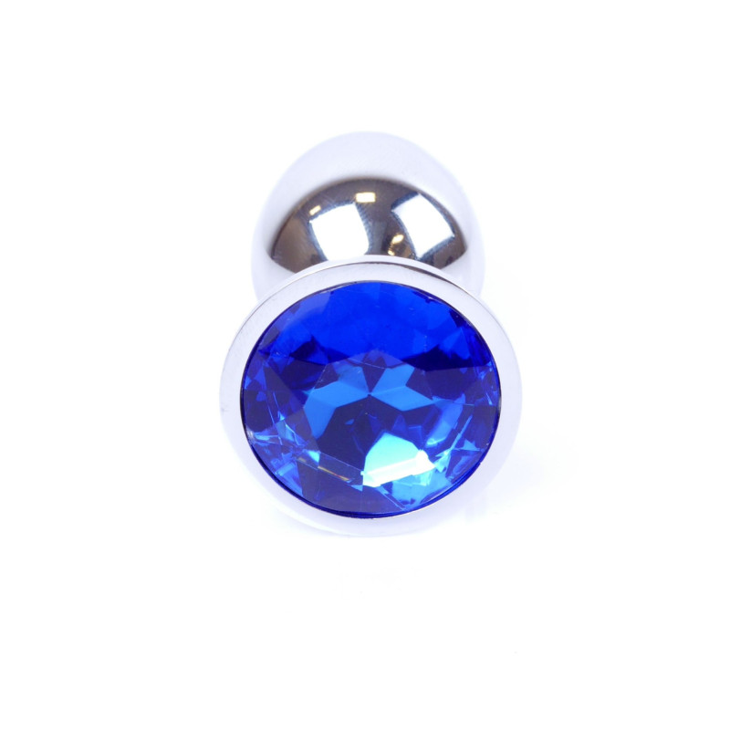 Анальная пробка B - Series HeavyFun Classic Jewellery Silver Plug, диаметр 2,7 см, длина 7 см, Dark Blue