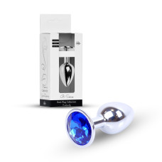 Анальная пробка B - Series HeavyFun Classic Jewellery Silver Plug, диаметр 2,7 см, длина 7 см, Dark Blue