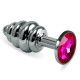 Анальна пробка LoveToy Heavy Metal Anal Plug Silver Rosebud Spiral Fuchsia