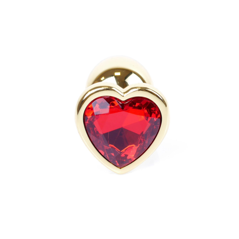 Анальна пробка B - Series HeavyFun Heart Jewellery Gold Plug, діаметр 2,7 см, довжина 7 см, Red
