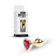 Анальна пробка B - Series HeavyFun Heart Jewellery Gold Plug, діаметр 2,7 см, довжина 7 см, Red