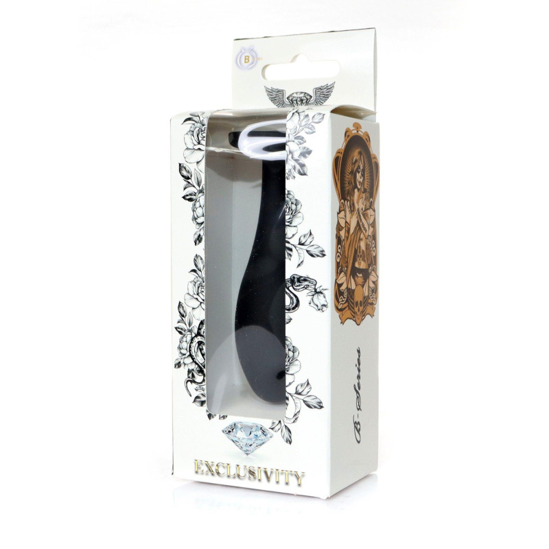 Анальна пробка B - Series HeavyFun Bullet Jewellery Silicone Black Plug, діаметр 2,8 см, довжина 9,2 см, Clear