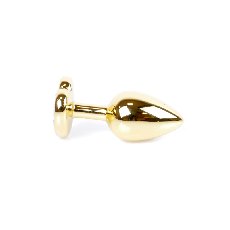 Анальна пробка B - Series HeavyFun Heart Jewellery Gold Plug, діаметр 2,7 см, довжина 7 см, Red