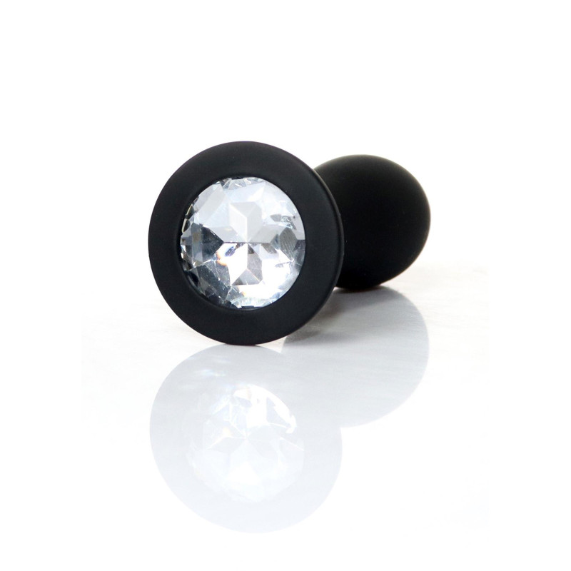 Анальна пробка B - Series HeavyFun Bullet Jewellery Silicone Black Plug, діаметр 2,8 см, довжина 9,2 см, Clear