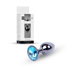Анальна пробка B - Series HeavyFun Classic Jewellery Dark Silver Plug, діаметр 2,7 см, довжина 7 см, Blue
