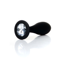 Анальна пробка B - Series HeavyFun Bullet Jewellery Silicone Black Plug, діаметр 2,8 см, довжина 9,2 см, Clear