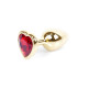 Анальна пробка B - Series HeavyFun Heart Jewellery Gold Plug, діаметр 2,7 см, довжина 7 см, Red