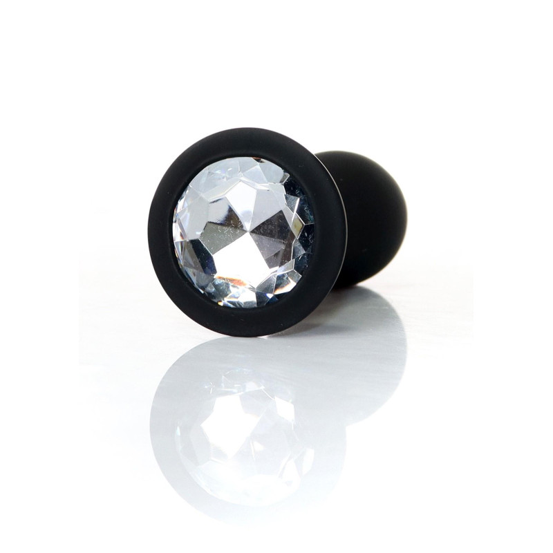 Анальна пробка B - Series HeavyFun Bullet Jewellery Silicone Black Plug, діаметр 3,2 см, довжина 10,5 см, Clear