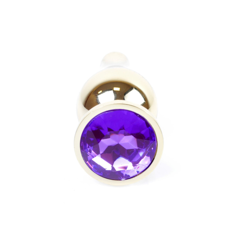 Анальна пробка B - Series HeavyFun Long Jewellery Gold Plug, діаметр 3 см, довжина 9,5 см, Purple