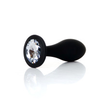 Анальна пробка B - Series HeavyFun Bullet Jewellery Silicone Black Plug, діаметр 3,2 см, довжина 10,5 см, Clear