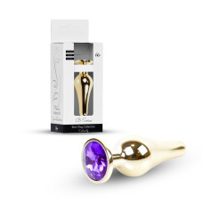 Анальна пробка B - Series HeavyFun Long Jewellery Gold Plug, діаметр 3 см, довжина 9,5 см, Purple