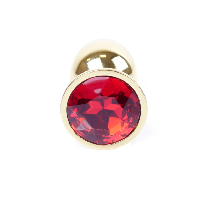 Анальна пробка B - Series HeavyFun Classic Jewellery Gold Plug, діаметр 2,7 см, довжина 7 см, Red