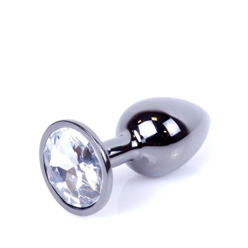 Анальная пробка B – Series HeavyFun Classic Jewellery Dark Silver Plug, диаметр 2,7 см, длина 7 см, Clear