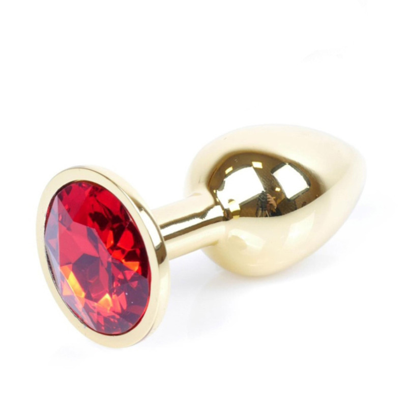 Анальна пробка B - Series HeavyFun Classic Jewellery Gold Plug, діаметр 2,7 см, довжина 7 см, Red