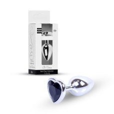 Анальна пробка B - Series HeavyFun Heart Jewellery Silver Plug, діаметр 2,7 см, довжина 7 см, Black