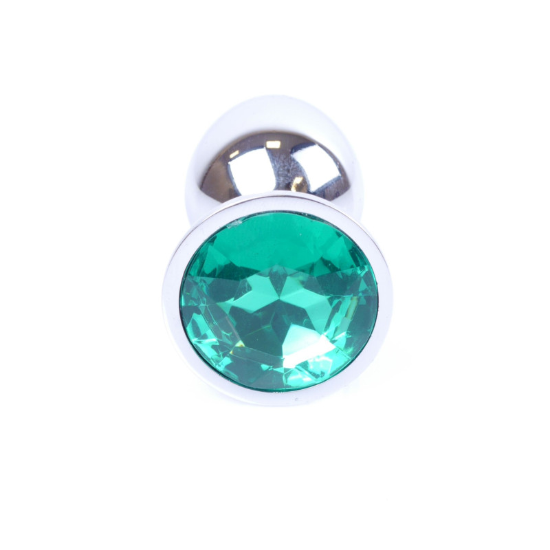 Анальная пробка B – Series HeavyFun Classic Jewellery Silver Plug, диаметр 2,7 см, длина 7 см, Green