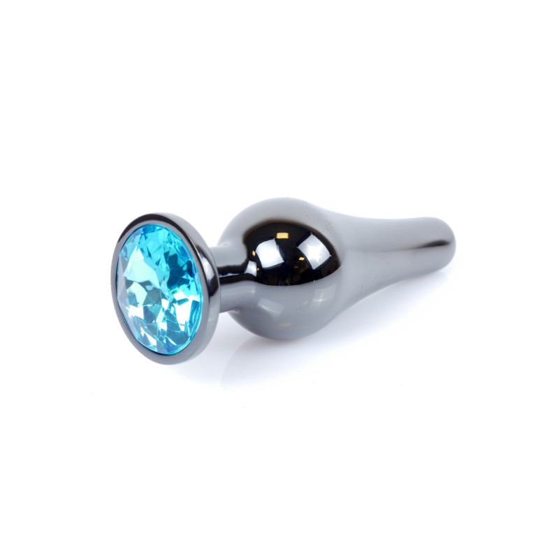 Анальная пробка B - Series HeavyFun Long Jewellery Dark Silver Plug, диаметр 3 см, длина 9,5 см, Blue