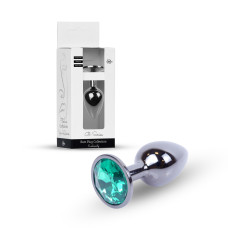 Анальна пробка B - Series HeavyFun Classic Jewellery Dark Silver Plug, діаметр 2,7 см, довжина 7 см, Green