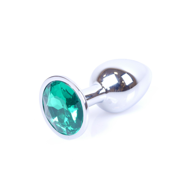 Анальная пробка B – Series HeavyFun Classic Jewellery Silver Plug, диаметр 2,7 см, длина 7 см, Green